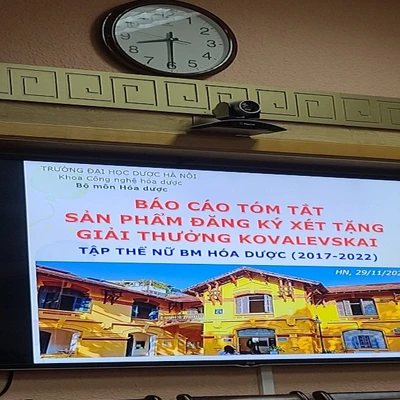  Tập thể nữ Bộ Môn Hoá Dược – Khoa Công nghệ Hóa Dược - Trường Đại học Dược Hà Nội được Bộ Y tế đề nghị Uỷ ban giải thưởng Quốc gia xét tặng giải thưởng Kovalevskaia năm 2022 